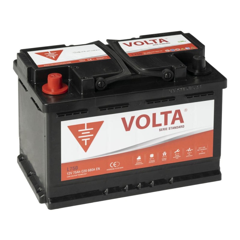 Batería de Coche 75Ah 680A Standard +Izq Volta L750I Batería de Coche 75Ah 680A Standard +Izq Volta L750I