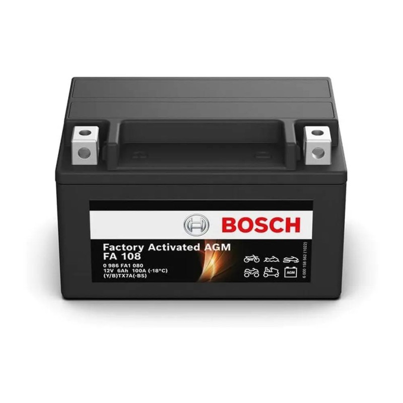 Batería de Moto Bosch FA108 (YTX7A-BS) 6Ah 100A 12V